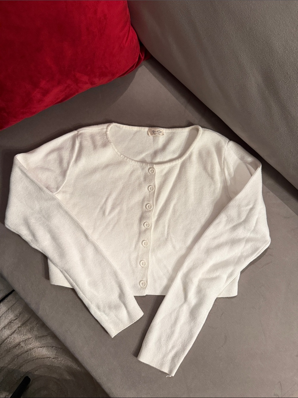 Brandy Melville Ivory Button-Front Knit Top
